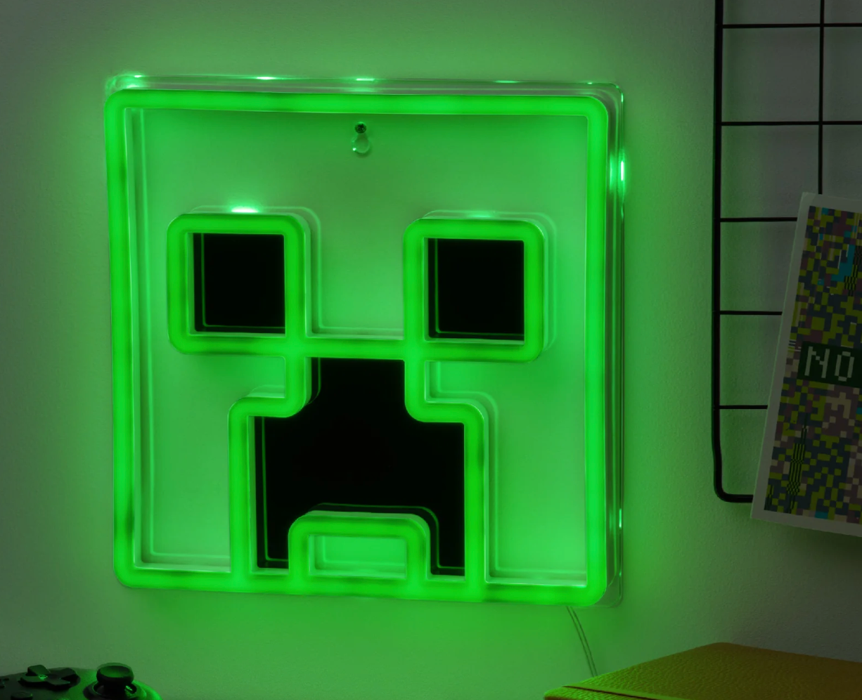 Cargar vídeo: Lámpara para Pared Neón Creeper Minecraft Luz de Noche Original