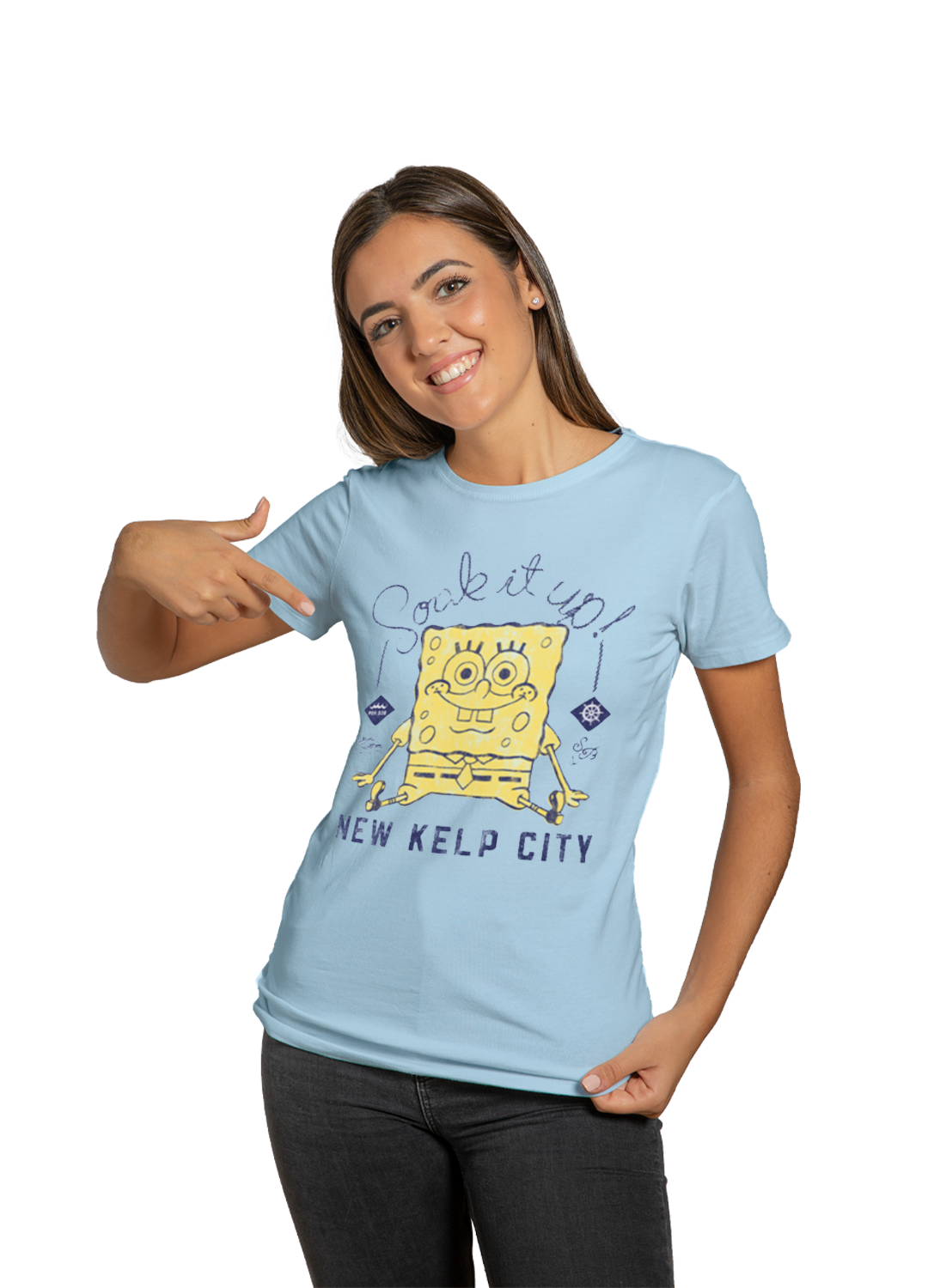 Playera Bob Esponja Hombre Mujer Azul Cielo Soak it up - Fan Army