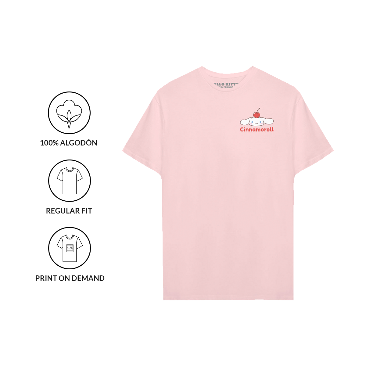 Playera Cinnamoroll Hombre Mujer Rosa Cherry - Fan Army