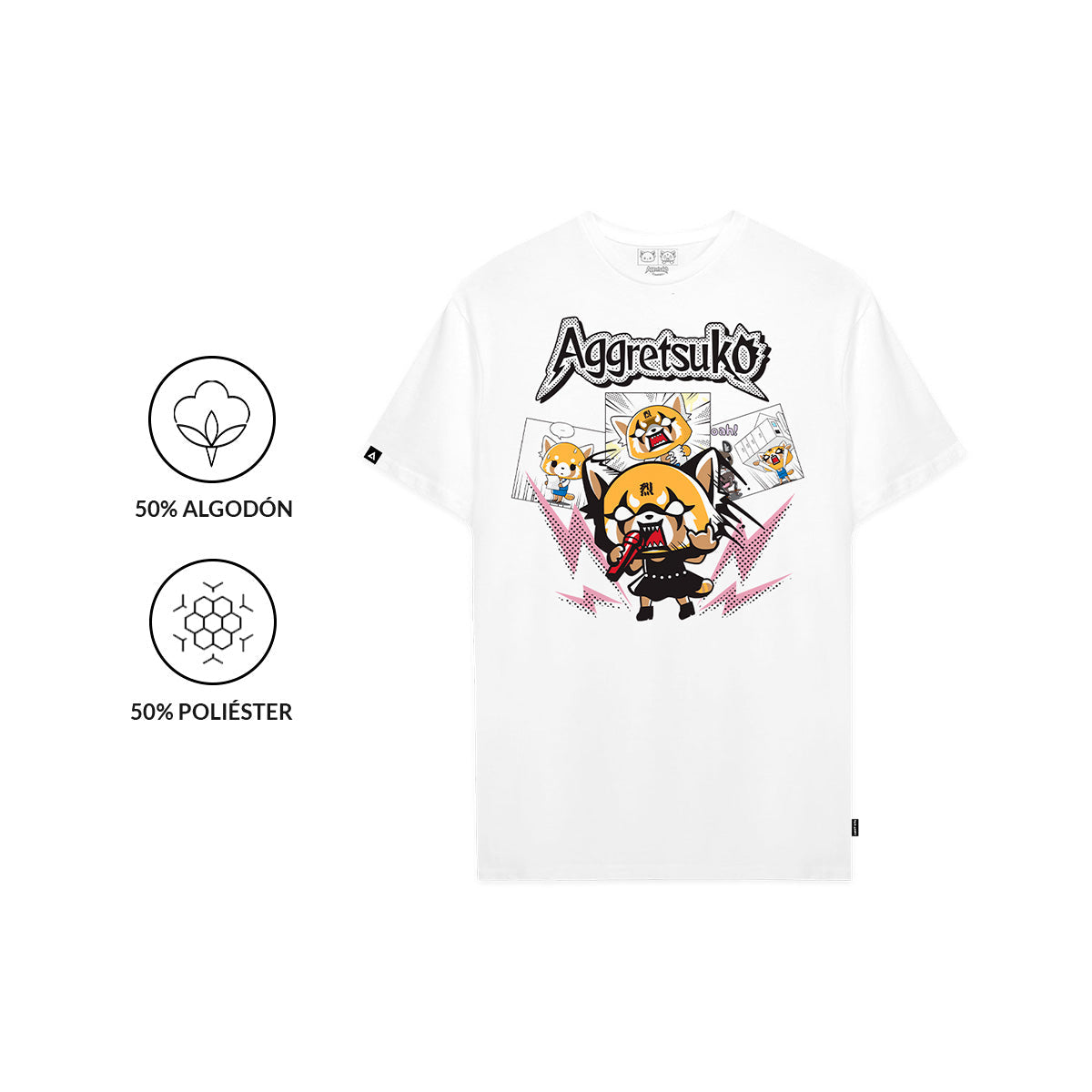 Playera Hombre Mujer Blanco Aggretsuko Comic - Fan Army