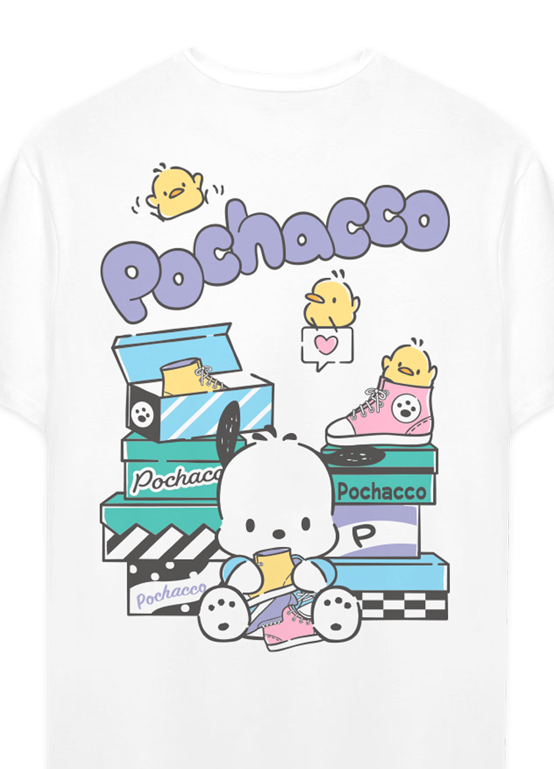 Playera Pochacco Hombre Mujer Blanco Boxes - Fan Army