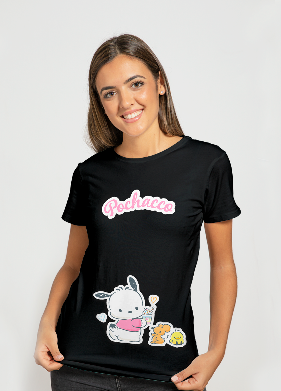 Playera Pochacco Hombre Mujer Negro Milkshake - Fan Army