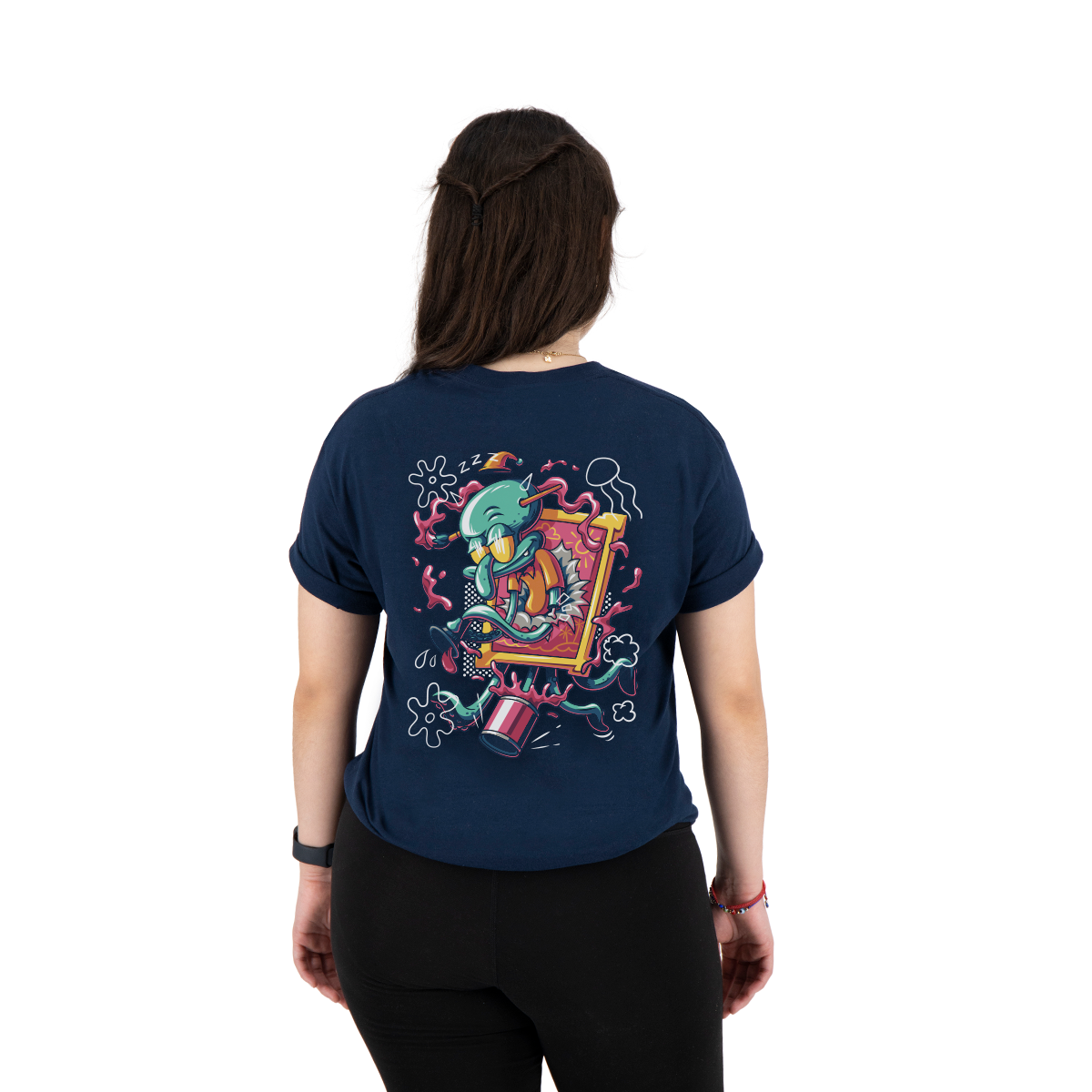 Playera Bob Esponja Hombre Mujer Azul Marino Krustypants Calamardo Art - Fan Army