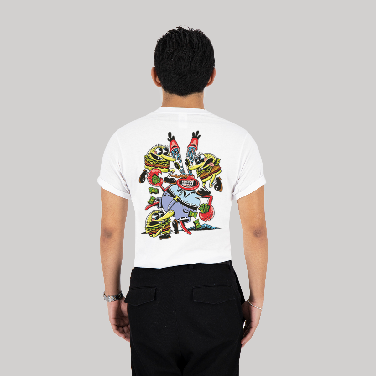 Playera Bob Esponja Hombre Mujer Blanco Krustypants Cangreburger - Fan Army