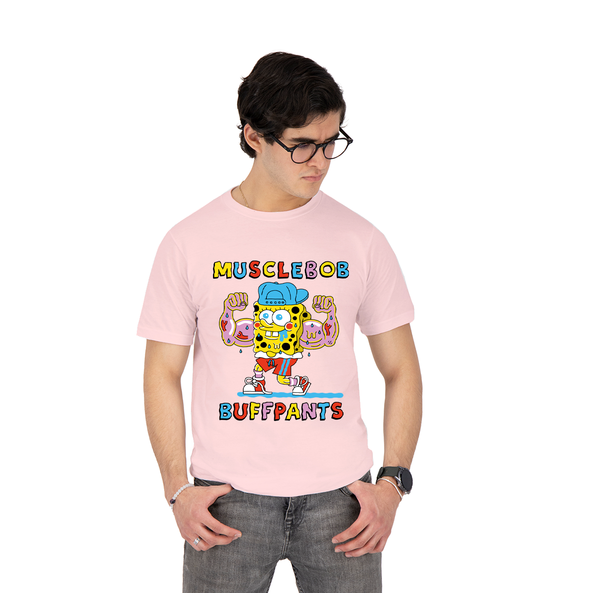 Playera Bob Esponja Hombre Mujer Rosa Krustypants Musclebob - Fan Army