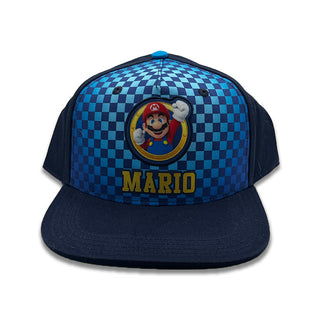 Bioworld Gorra para niños Super Mario - Parche del Personaje, Ajustable, Color Azul, Licencia Oficial Nintendo