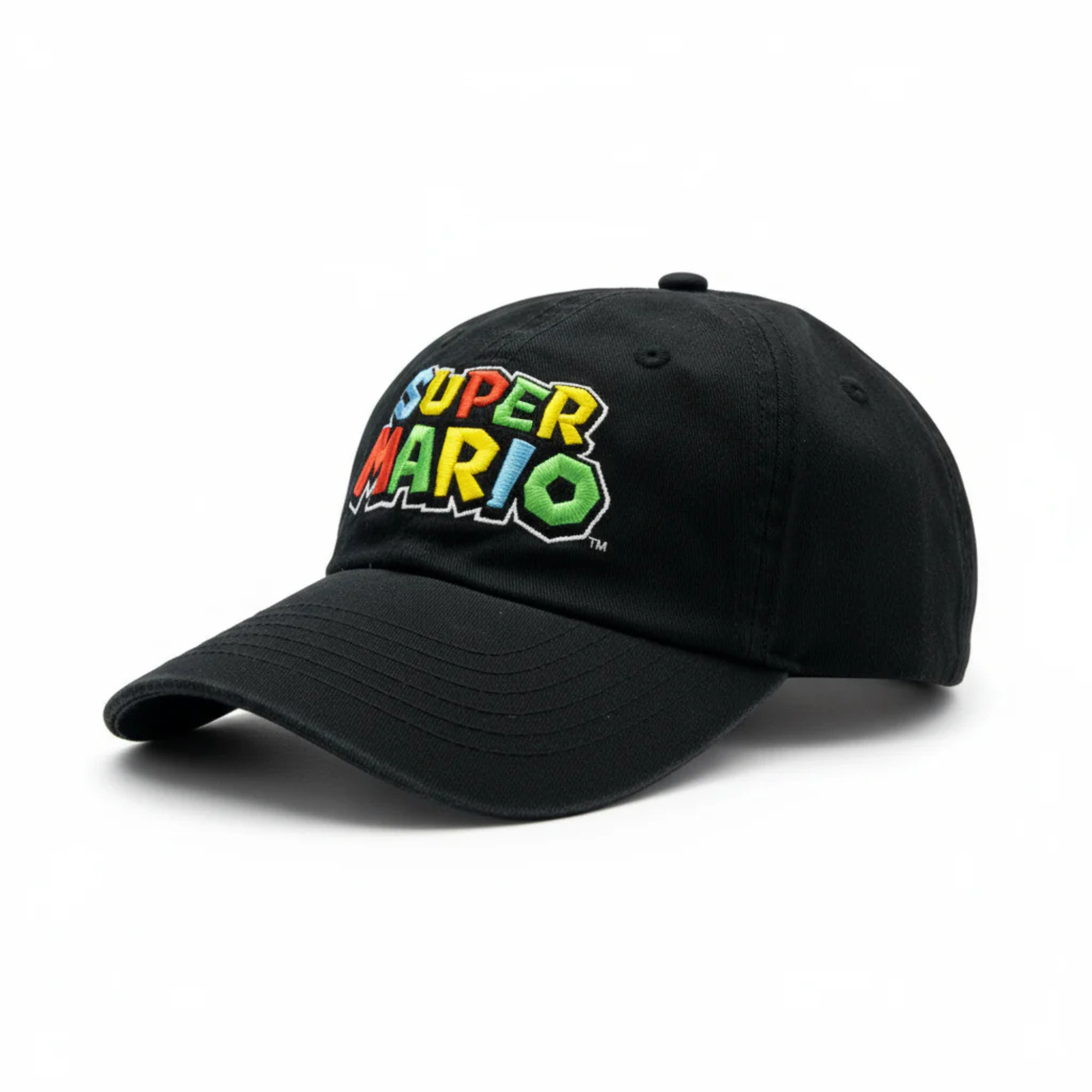 Bioworld Gorra Baseball Super Mario - LOGO Clásico, Ajustable, Algodón Color Negro, Oficial Nintendo Original - Fan Army