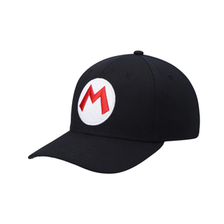 Bioworld Gorra Snapback Negra Super Mario Bros Mario, Logo 'M' Bordado, Unisex, Nintendo Oficial - Fan Army
