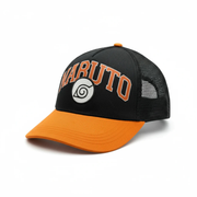 Bioworld Gorra Naruto Shippuden - Visera Curva, Logo Aldea de la Hoja, Naranja, Oficial y de Alta Calidad - Fan Army