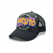 Bioworld Gorra Naruto Shippuden - Logo Visera Curva, Negro y Naranja, Original Naruto y de Alta Calidad - Fan Army