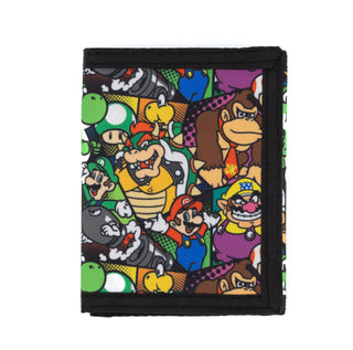 Bioworld-Cartera-Trifold-Infantil-Super-Mario-Bros,-Diseño-Geométrico-de-Personajes