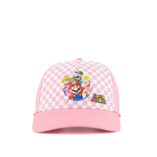 Bioworld Gorra Trucker Super Mario - Ajustable Clásico con Mario, Luigi, Peach, Yoshi, Rosa y Blanca, Unisex Adulto