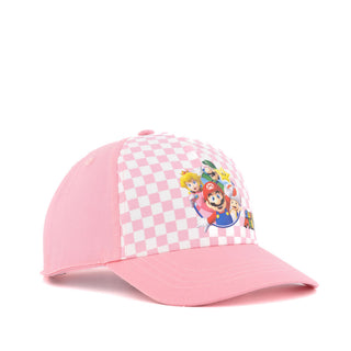 Bioworld Gorra Trucker Super Mario - Ajustable Clásico con Mario, Luigi, Peach, Yoshi, Rosa y Blanca, Unisex Adulto