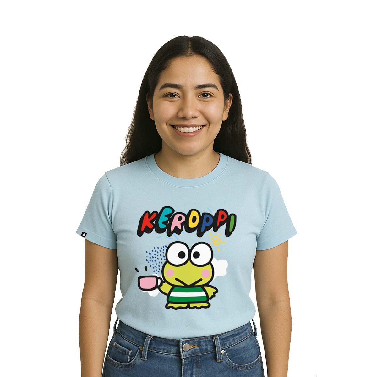 Playera Hombre Mujer Azul Cielo Keroppi Coffee - Fan Army