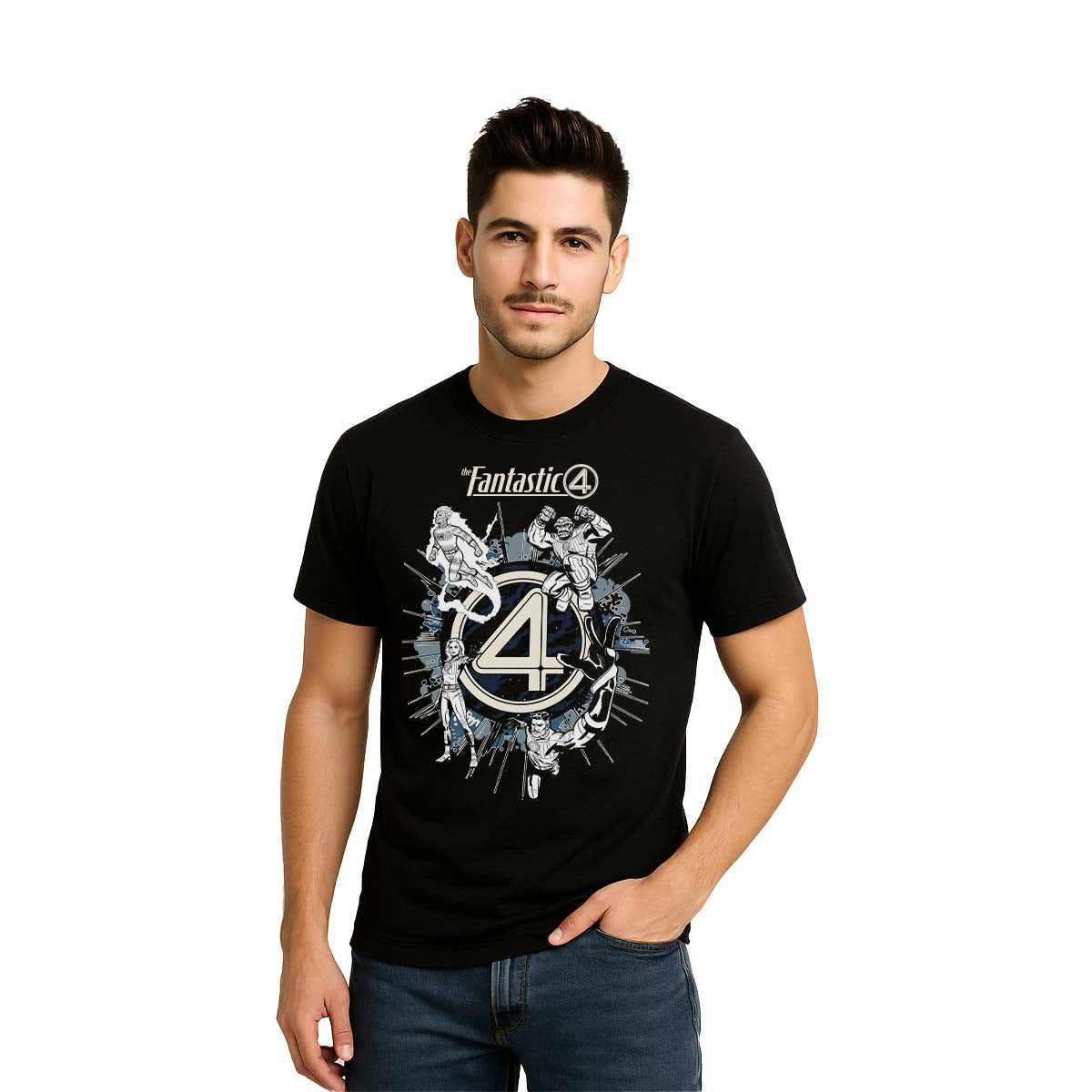 Playera 4 Fantásticos Hombre Mujer Negro Marvel Original Equipo - Fan Army