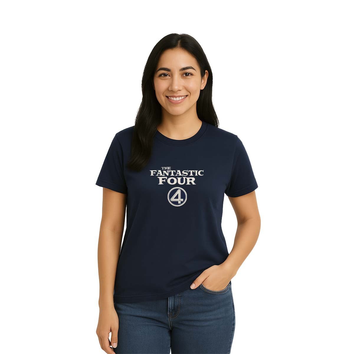 Playera 4 Fantásticos Hombre Mujer Azul Marino Marvel Original La familia fantástica - Fan Army