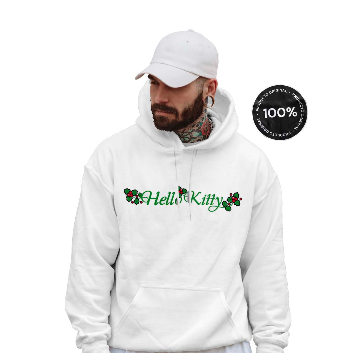 Hoodie Hello Kitty Hombre Mujer Blanco Cascanueces - Fan Army
