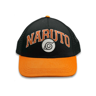 Bioworld Gorra Naruto Shippuden - Visera Curva, Logo Aldea de la Hoja, Naranja, Oficial y de Alta Calidad
