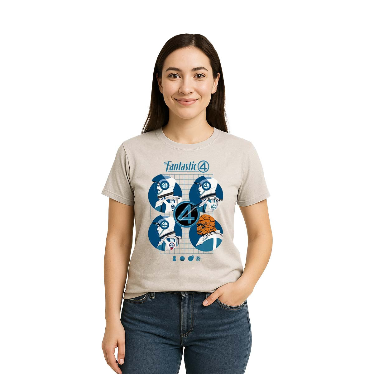 Playera 4 Fantásticos Hombre Mujer Gris Marvel Original Viaje en el Espacio - Fan Army