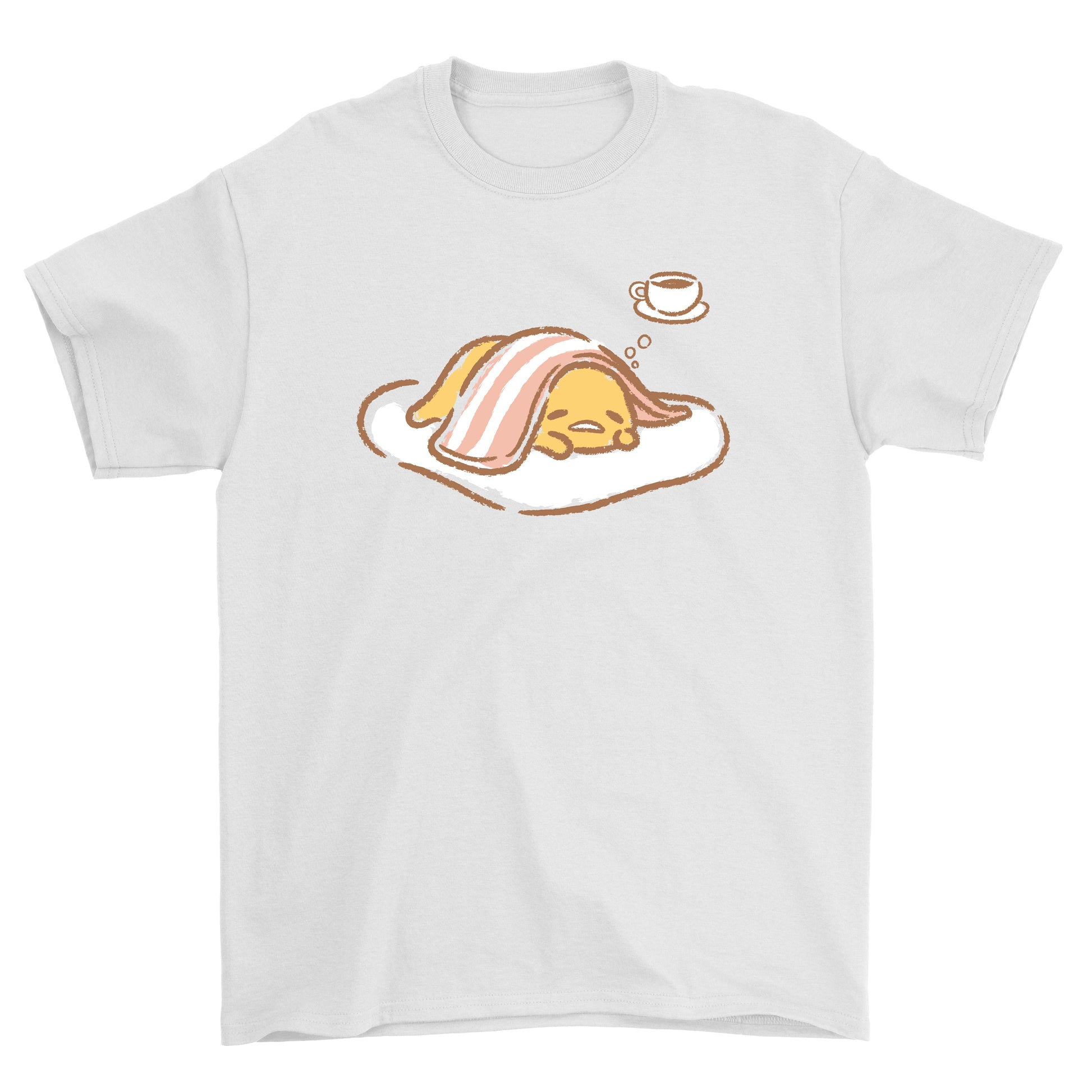 Playera Gudetama Hombre Mujer Blanco Coffee Please - Fan Army