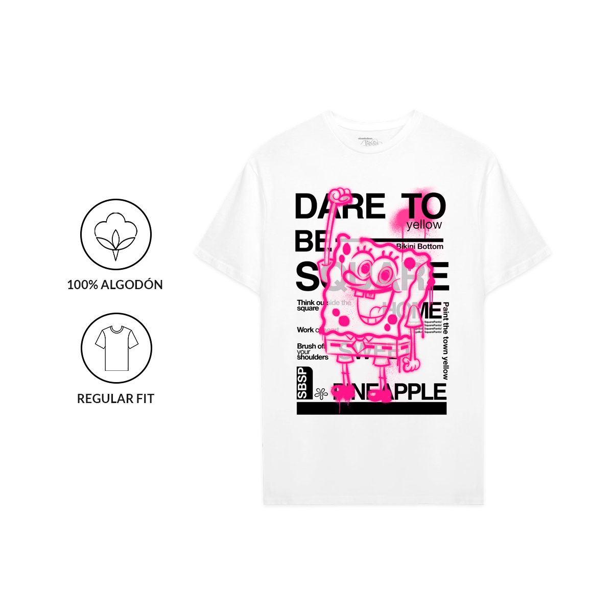 Playera Bob Esponja Hombre Mujer Blanco Dare To - Fan Army