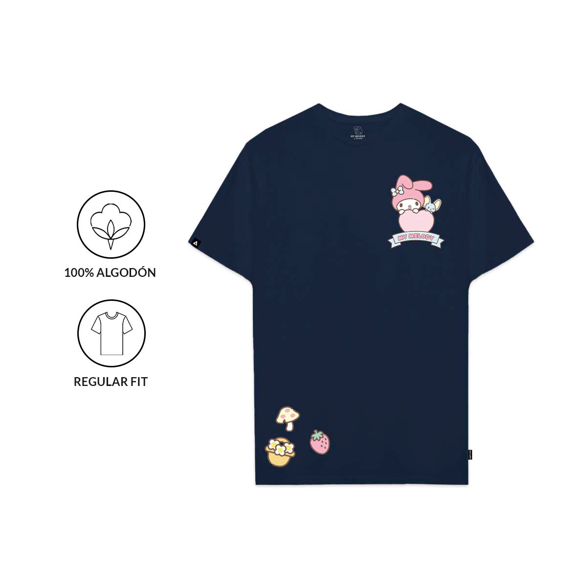Playera Hombre Mujer Azul Marino My Melody Strawberry - Fan Army