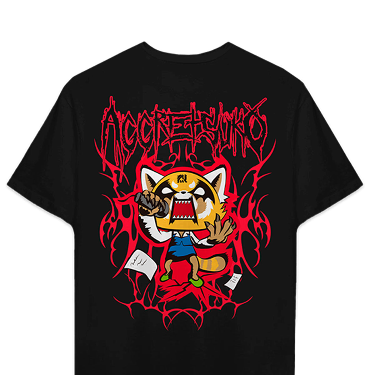 Playera Hombre Mujer Negro Aggretsuko Fire - Fan Army