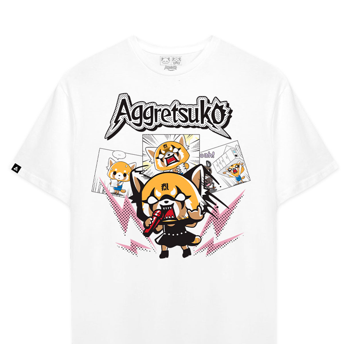 Playera Hombre Mujer Blanco Aggretsuko Comic - Fan Army