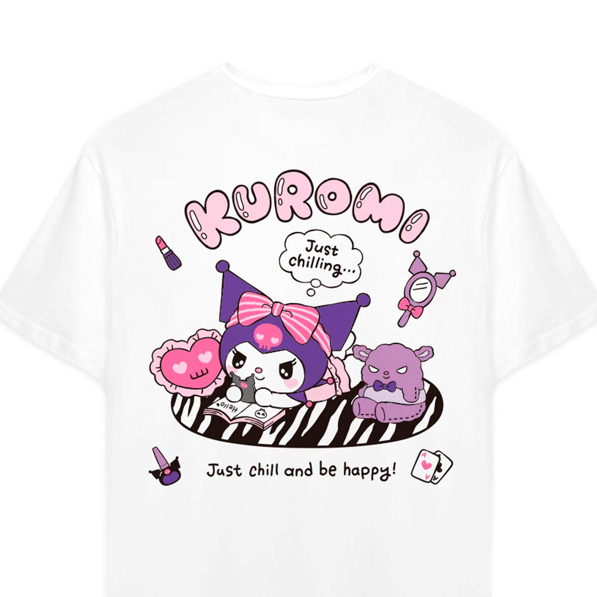 Playera Hombre Mujer Blanco Kuromi Just Chilling - Fan Army