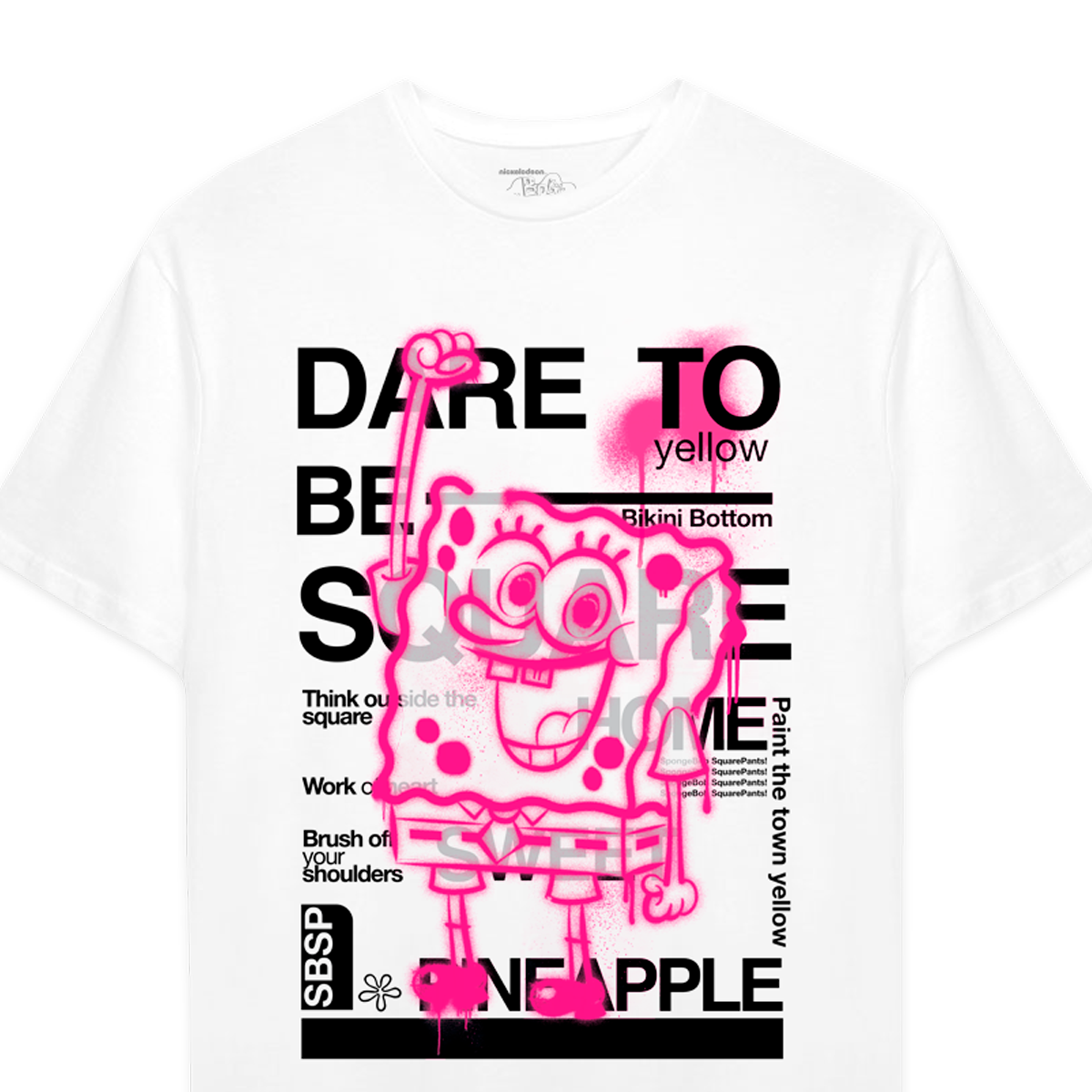 Playera Bob Esponja Hombre Mujer Blanco Dare To - Fan Army