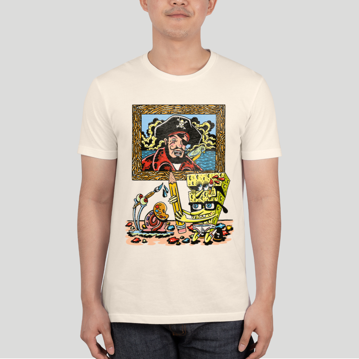 Playera Bob Esponja Hombre Mujer Azul Cielo Krustypants Captain Paints - Fan Army