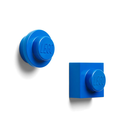 LEGO - Set de Imanes Decorativos para Refrigerador o Pizarrón, 2 Piezas en Azul, Diseño Redondo y Cuadrado