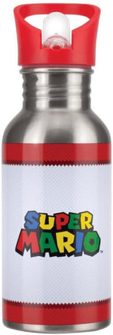 Paladone | Super Mario | Botella de Metal con Popote Inspirada en Super Mario