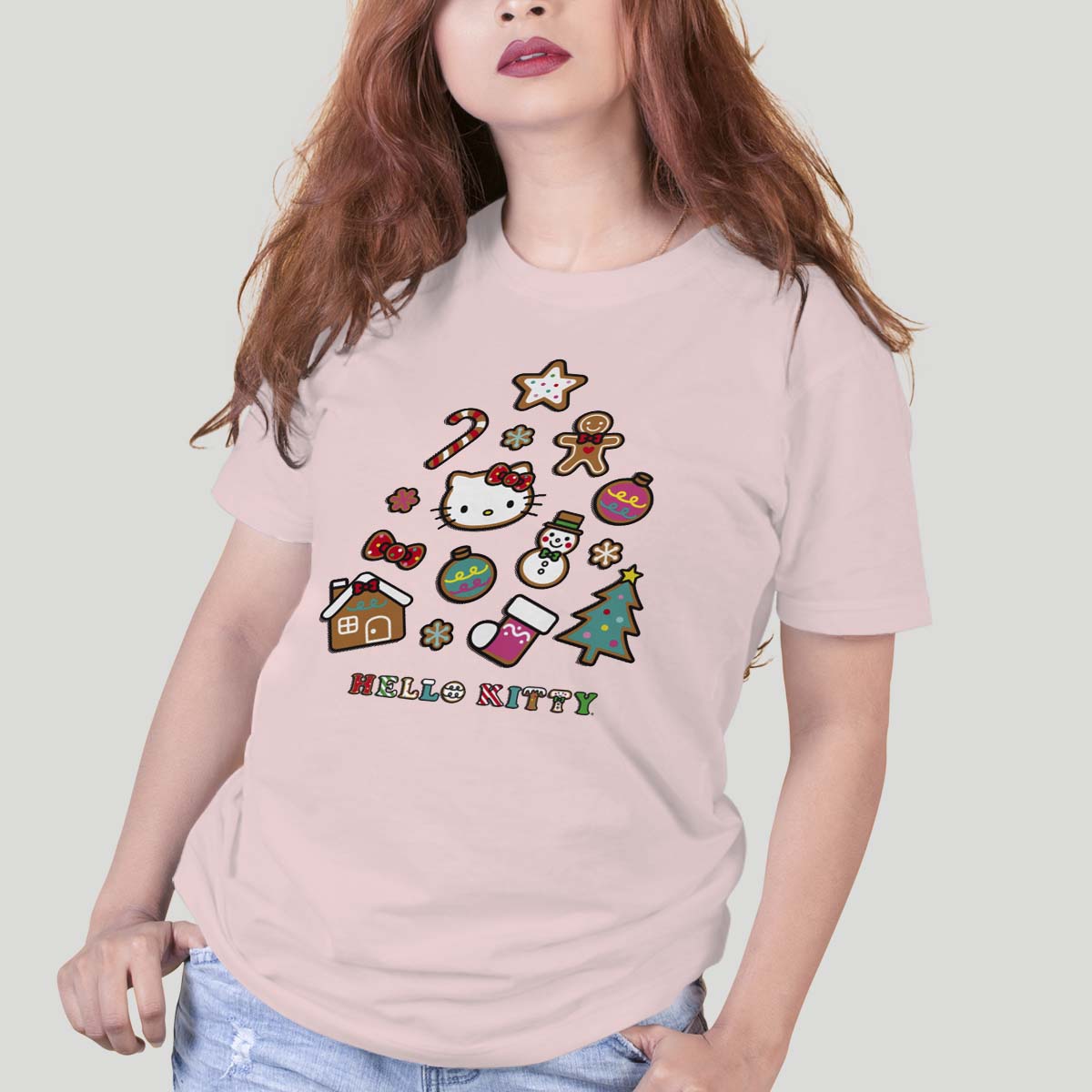 Playera Hello Kitty Hombre Mujer  Rosa Christmas Tree - Fan Army