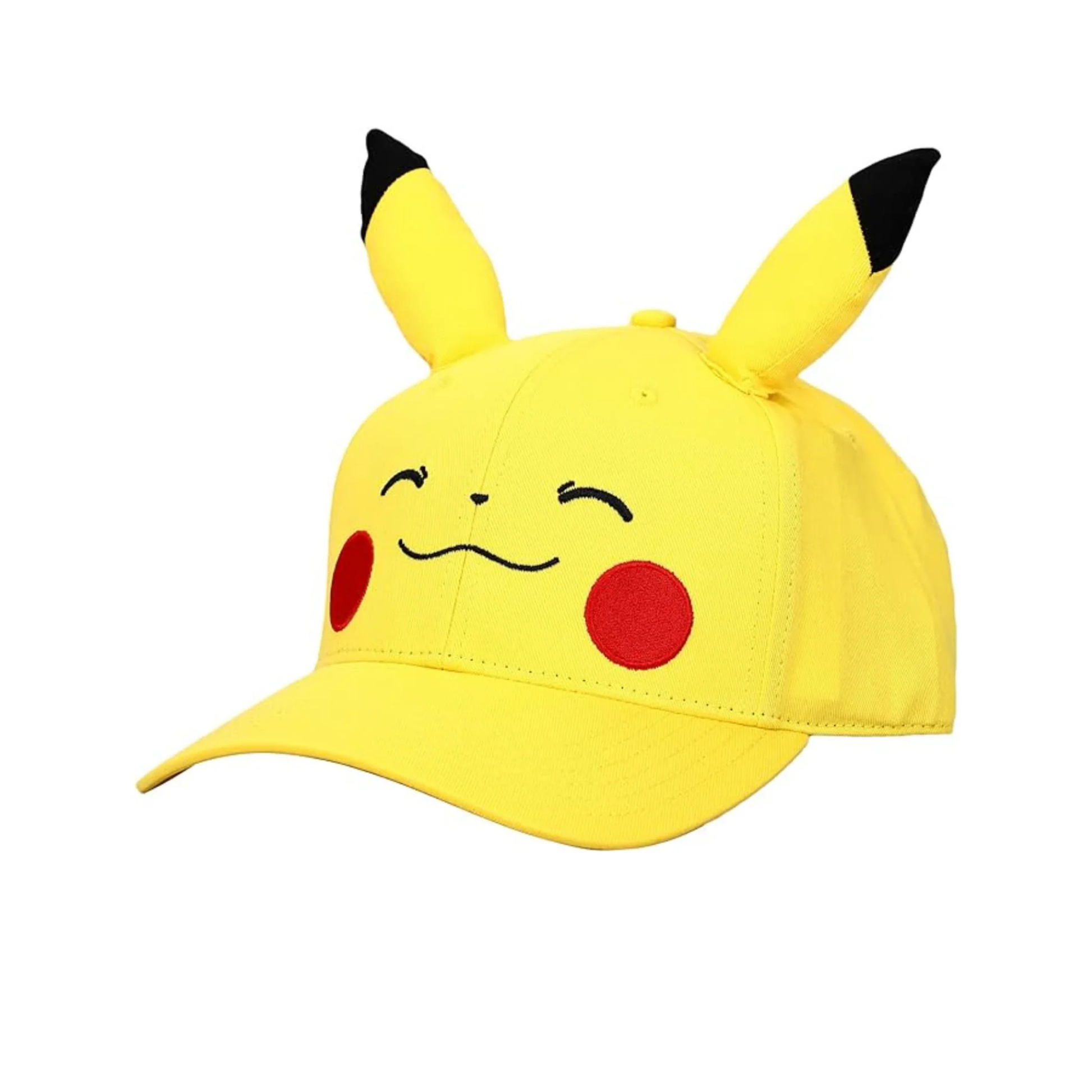 Bioworld Gorra Snapback Pokémon Pikachu con Orejas 3D - Diseño de Cara Sonriente, Producto Oficial, Unisex - Fan Army