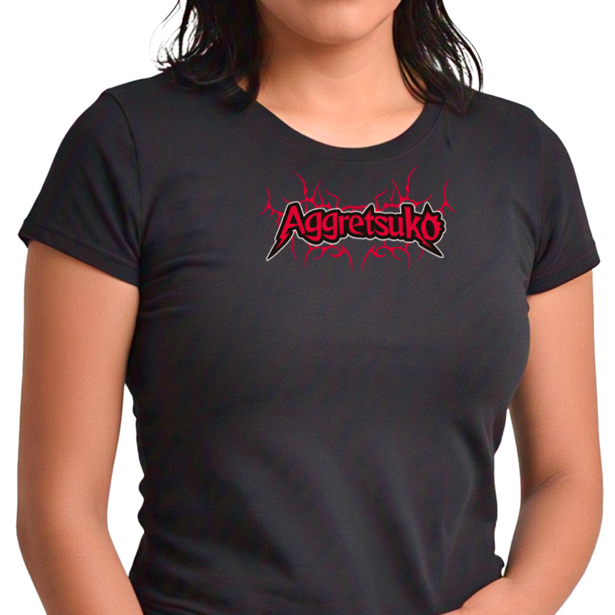Playera Hombre Mujer Negro Aggretsuko Fire - Fan Army