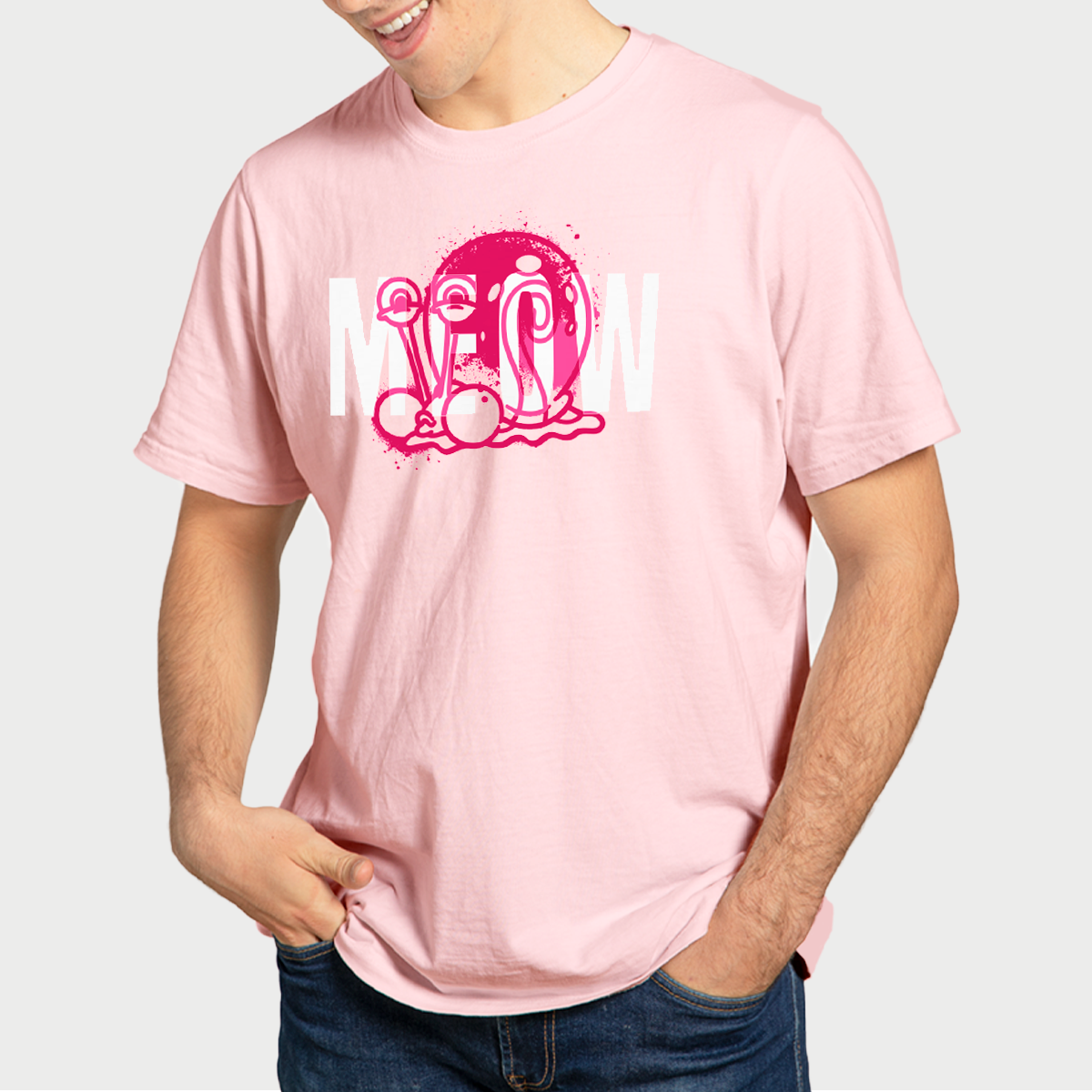 Playera Bob Esponja Hombre Mujer Rosa MEOW - Fan Army