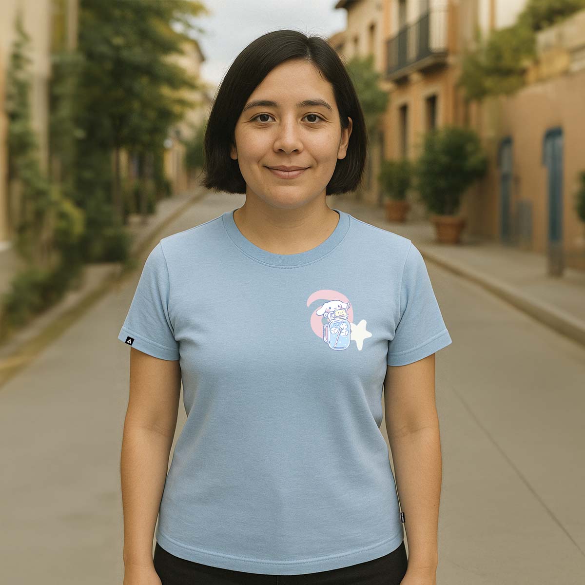 Playera Hombre Mujer Azul Cielo Cinnamoroll Ice Tea - Fan Army
