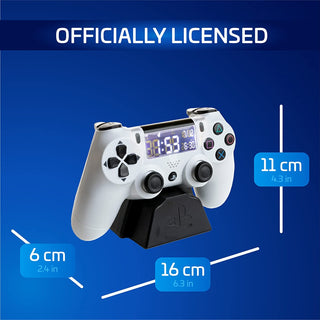 Paladone - Reloj Despertador PlayStation con Diseño de Control Clásico y Pantalla LCD - Blanco