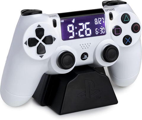 Paladone - Reloj Despertador PlayStation con Diseño de Control Clásico y Pantalla LCD - Blanco