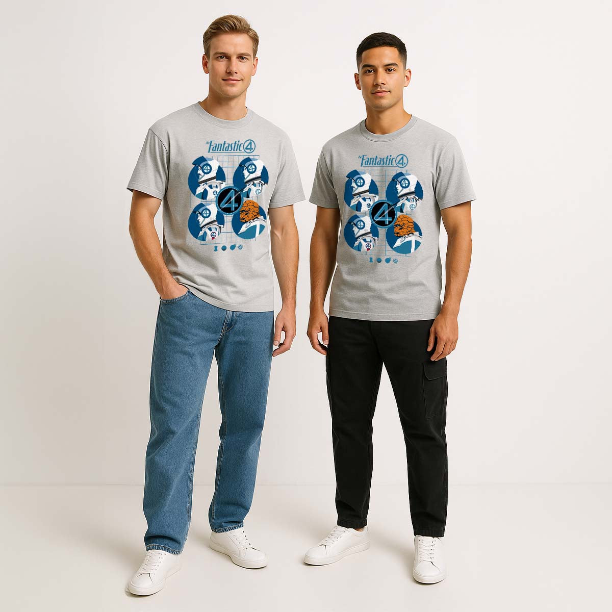 Playera 4 Fantásticos Hombre Mujer Gris Marvel Original Viaje en el Espacio - Fan Army