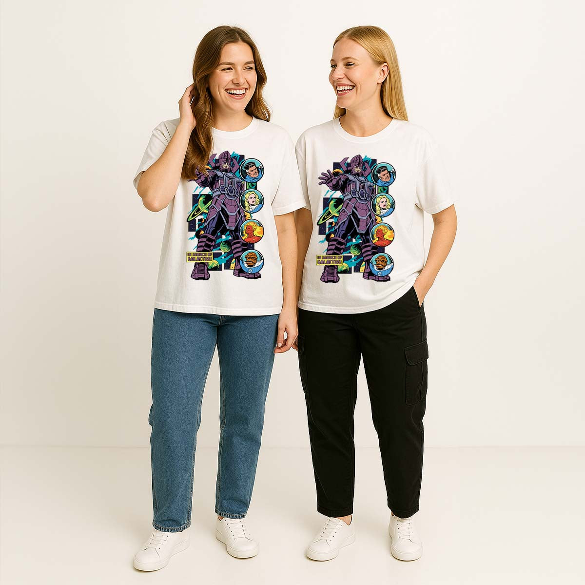 Playera 4 Fantásticos Hombre Mujer Blanco Marvel Original In Serch of Galactus - Fan Army