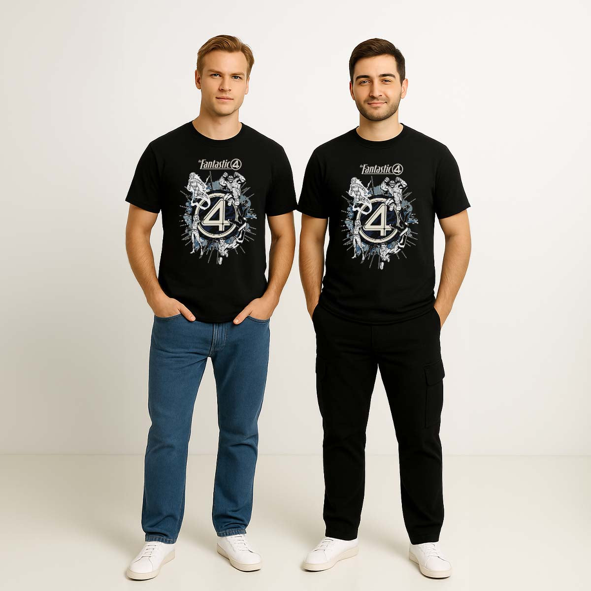 Playera 4 Fantásticos Hombre Mujer Negro Marvel Original Equipo - Fan Army