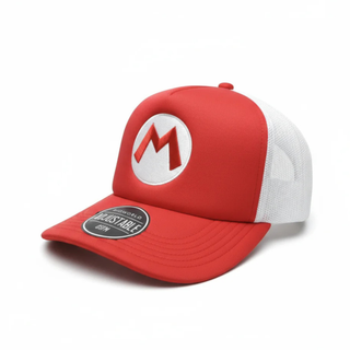 Super Mario | Gorra Mario "M" Ajustable con Visera Curva, Roja y Gris, Producto Oficial de Nintendo - Bioworld - Fan Army