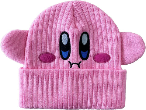 Bioworld Gorro de Kirby con Orejas - Cara Kirby Bordada, Producto Oficial de Nintendo, Beanie Regalo Ideal para Fans