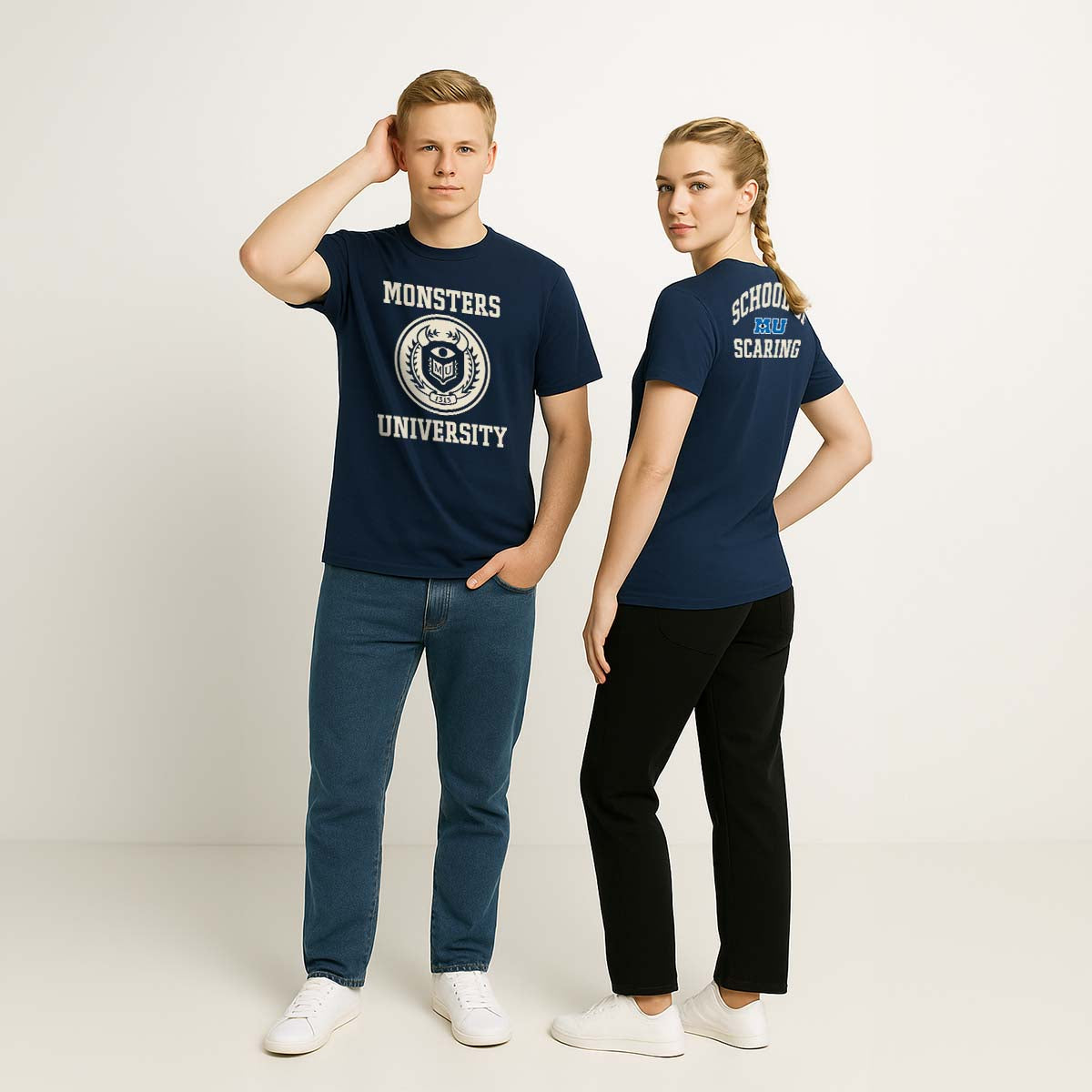 Playera Monsters University Hombre Mujer Azul Marino Disney Pixar Original School of Scaring - Fan Army