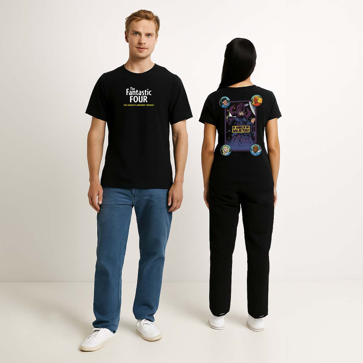 Playera 4 Fantásticos Hombre Mujer Negro Marvel Original Greatest Heroes - Fan Army