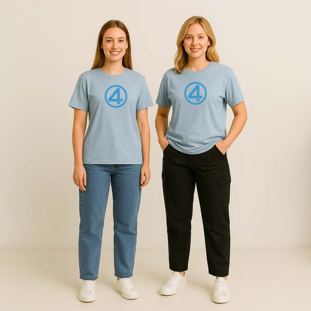 Playera 4 Fantásticos Hombre Mujer Azul Cielo Marvel Original Saved the city - Fan Army