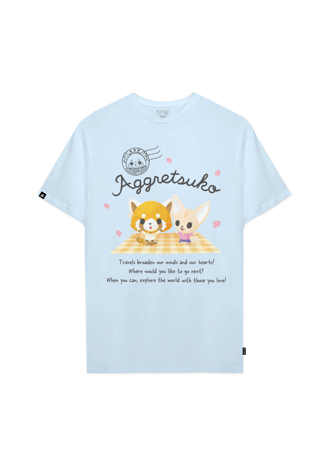 Playera Aggretsuko Hombre Mujer Azul Cielo Sanrio Original Travel Partner - Fan Army