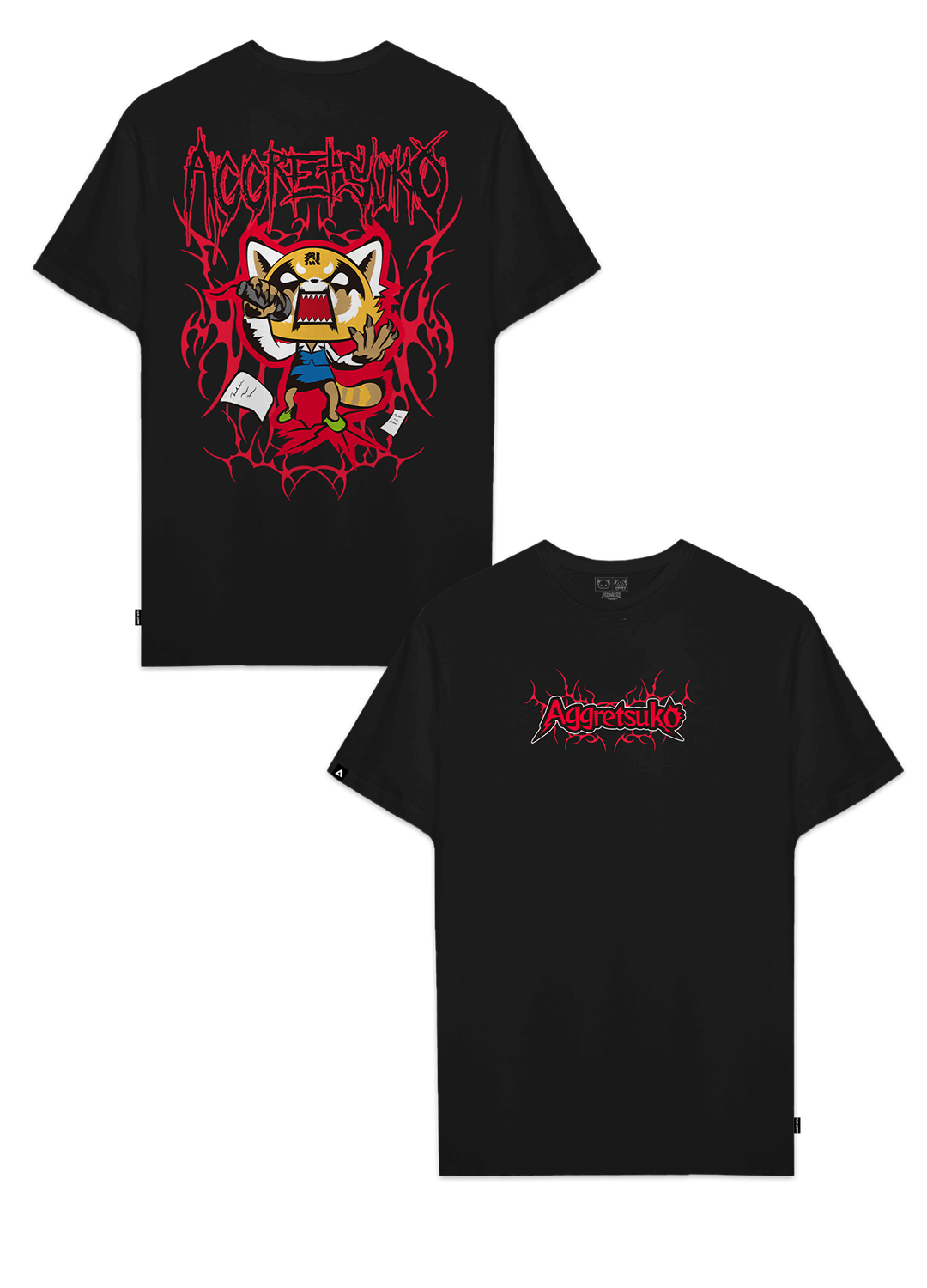Playera Hombre Mujer Negro Aggretsuko Fire - Fan Army